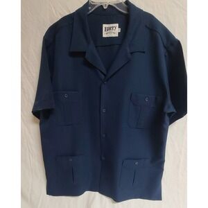 Vtg  Size 50 Cuban Camp Collar Mens Shirt Barry Mfg Heavywt Fabric Pocket Front